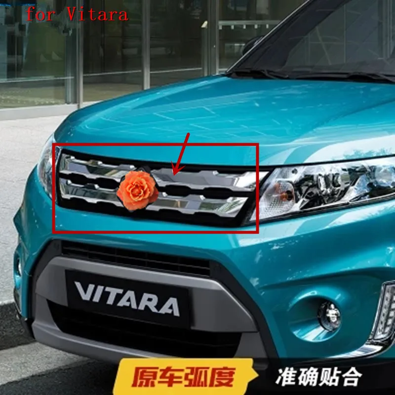 

Car cover For Suzuki Vitara 2015 2016 2017 ABS Chrome Front Grille Around Trim Racing Grills Trim Car styling accessories