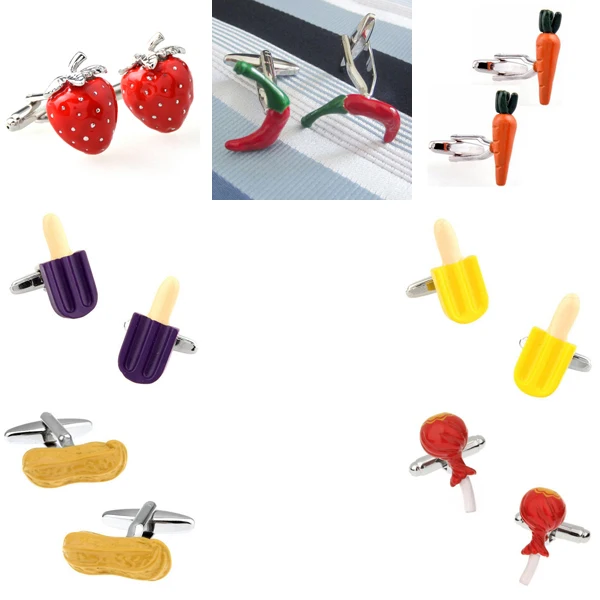 

Strawberry Chili Carrot Ice Cream Peanut Lollipop Cufflink Cuff Link 1 Pair Big Promotion