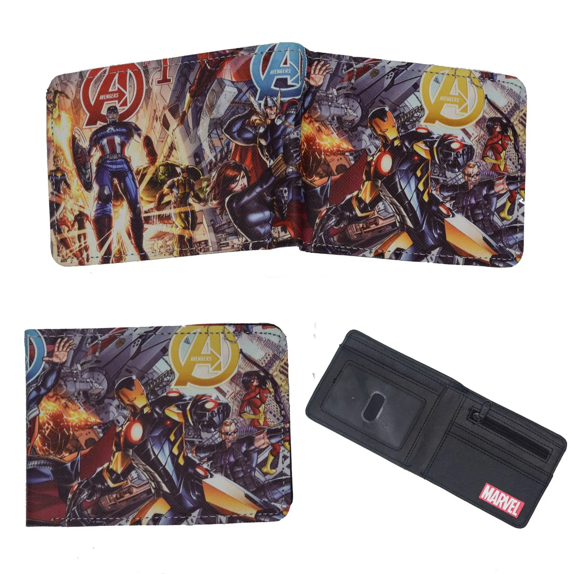 

New Marvel Avengers Alliance 4 Wallets Superhero Iron Man Captain America 2-fold Short Wallet Students Gift Anime Cartoon Purse