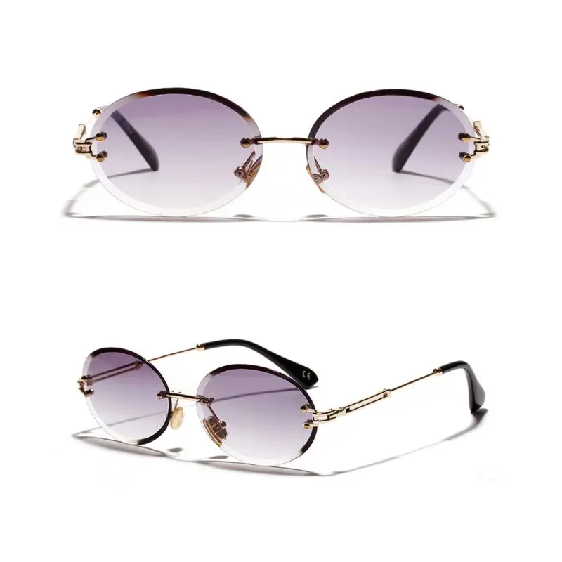 New Rimless Sunglasses Fashion Trend Hot Unisex Protection Eyewear Women Men Outdoor Driving Metal Leg Oval UV400 Brand Designer