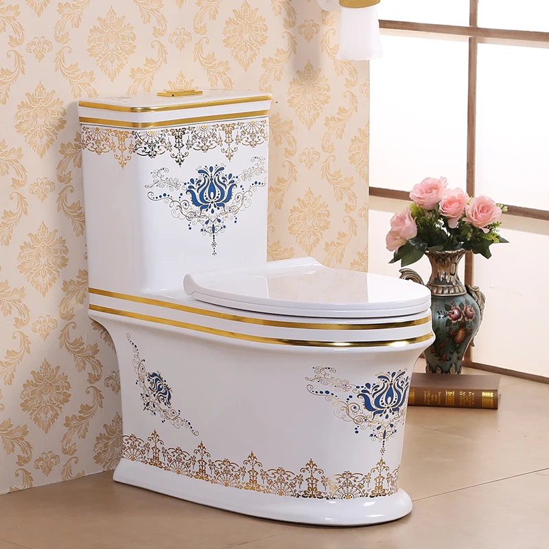 

Card Rain Household Bathroom European Style Gold Toilet Swirling Siphon Toilet Anti Blocking And Deodorizing Ceramic Toilet seat