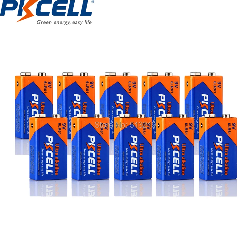 Термометр PKCELL 10 шт. 9 В батарея 6LR61 E22 MN1604 522 супер щелочная сухие первичные батареи