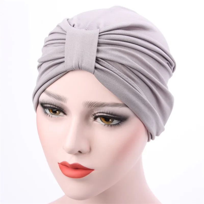 

Ethnic Indian style wrap Hijab hat solid Stretchy hail loss hat wrap coverings Islamic Headwear turban Muslim Hijab Prayer Hats