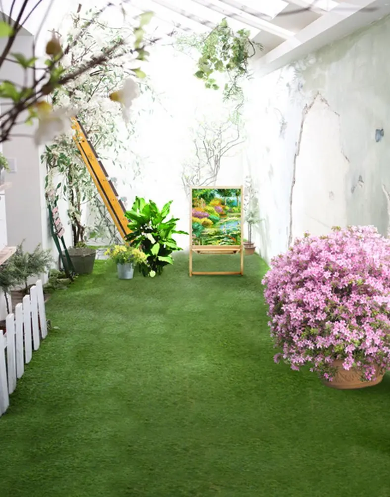 

5x7ft Lawn Pink Flowers Photography Backdrops Photo Props Studio Background
