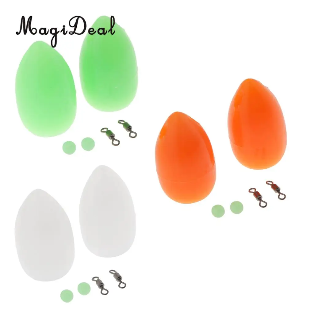 2pcs 3.6g Floating Sbirolino Spirolino Bombarda Trout Pose Float with Swivels, Beads - Orange/Green/White