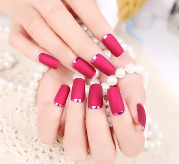 

Matte Fashion Matte Fake Nail Red Color Acrylic French Nail Manicure Nails Full Wrap Nail Tips 24Pcs