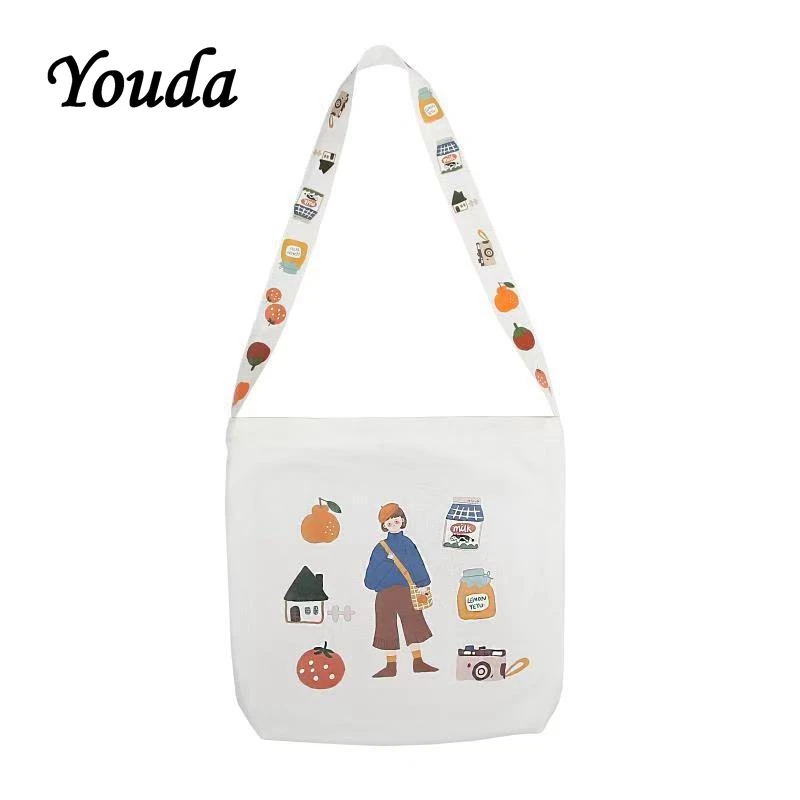 

Youda Shoulder Strap Printed Canvas Bags Fashion Large Capacity Shoulder Diagonal Bag Large Capacity Student Package Casual Tote