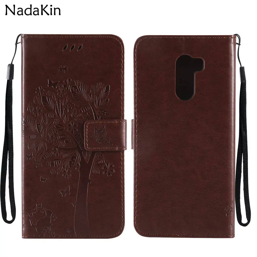 

Cat Tree Embossed Book Case Leather for Xiaomi Pocophone F1 Mi A2 Lite Retro Stylish Wallet Flip Cover Stand Feature Card Slots