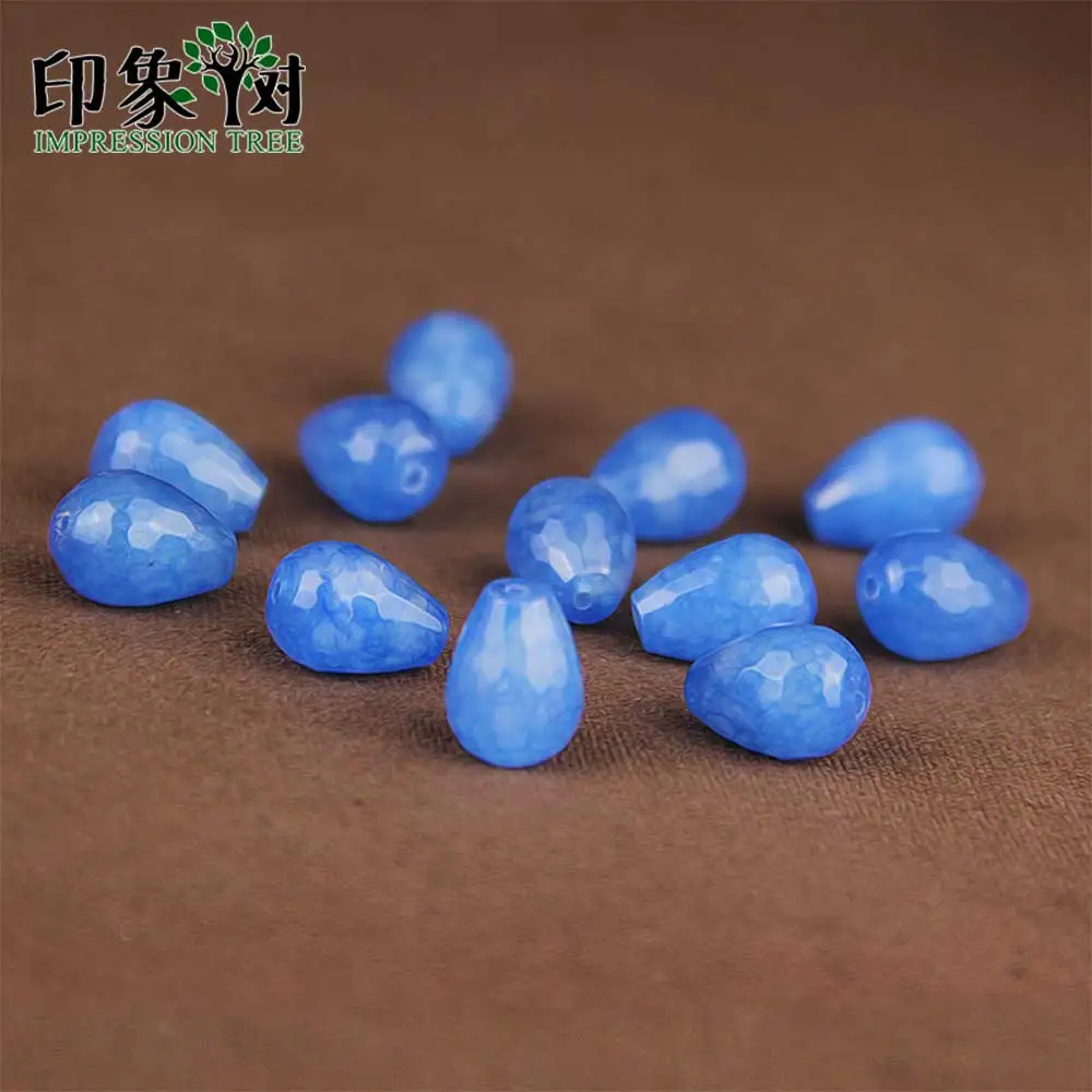 

Faceted Waterdrop Stone Bead Blue TearDrop Jad e Beads 10x14mm 12pcs Waterdrop Stone Bead Fit For DIY Jewelry Makings 1831