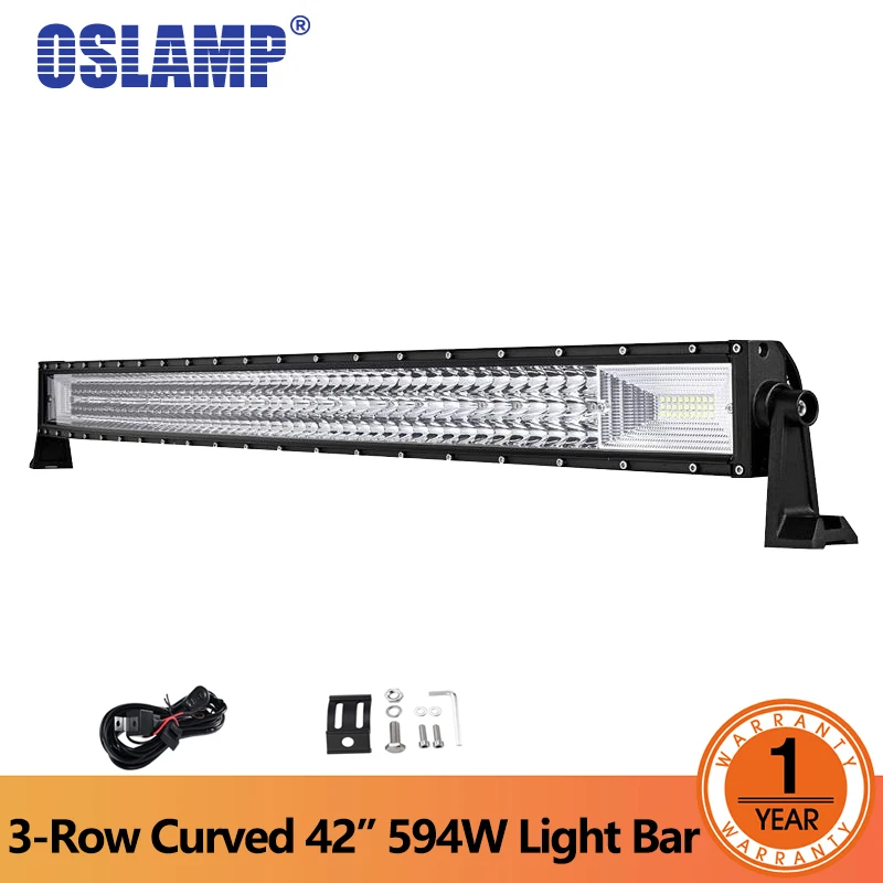 

Oslamp 42 Inch 594W 3-ROW Curved LED Light Bar Offroad Combo Beam Led Work Light 12v 24v Truck SUV ATV 4WD 4x4 Led Bar Light