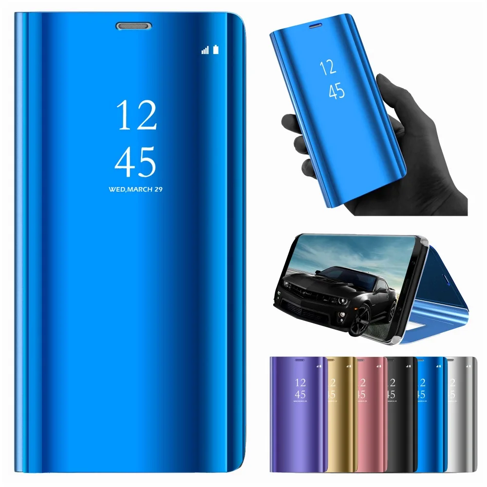 

Luxury Flip Stand Mirror Phone Case For Xiaomi Redmi Note 4 4X Note 3 Note 5A Pro Clear View Window Smart Cover For Redmi 5 Plus