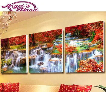 

3pcs 5d DIY diamond painting Waterfall landscape 3d diamond embroidery round/square mosaic modern triptych home decoration gifts