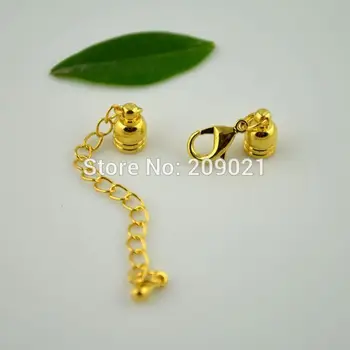 

50Sets/Lot Fashion Jewelry Finding!Gloden Plated Lobster Clasp and Hooks Connector for Leather(Length 7.5cm,Hole 0.4cm)