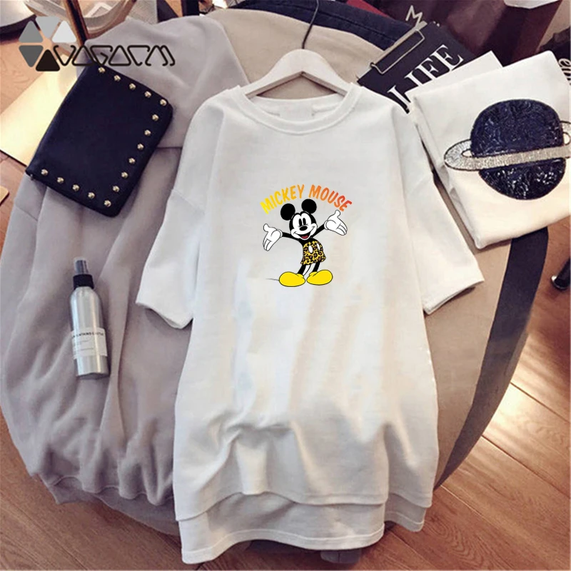 

New Women Fashion Plus Size Sleepwear Short Sleeve Mouse Summer Pajama Cartoon Print Casual Loose Black White Mini Pyjama