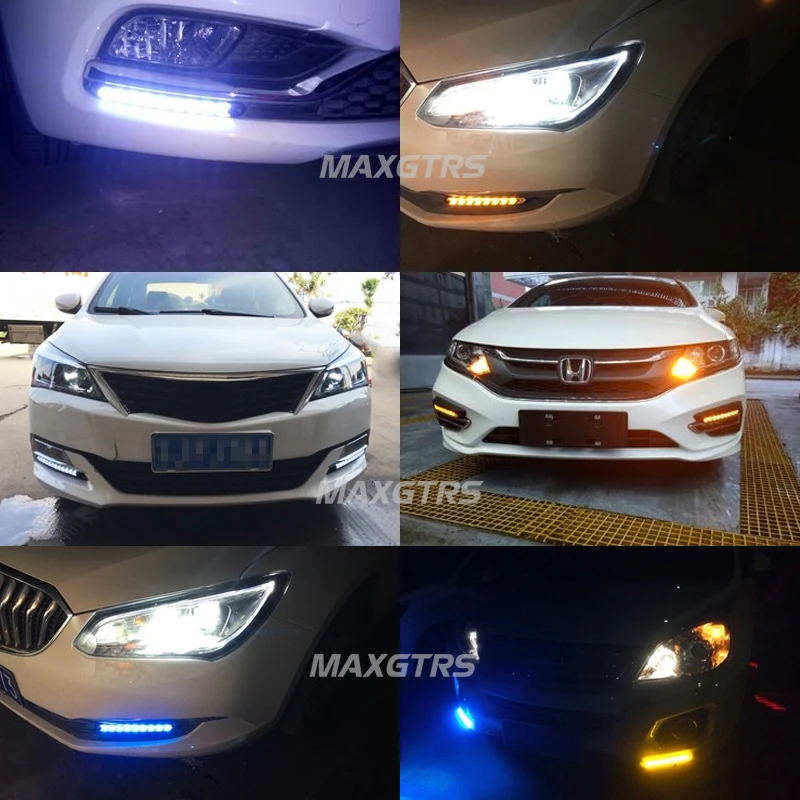 2x Авто дневные ходовые огни Белый/янтарный горки светодиодный Knight Rider полосы
