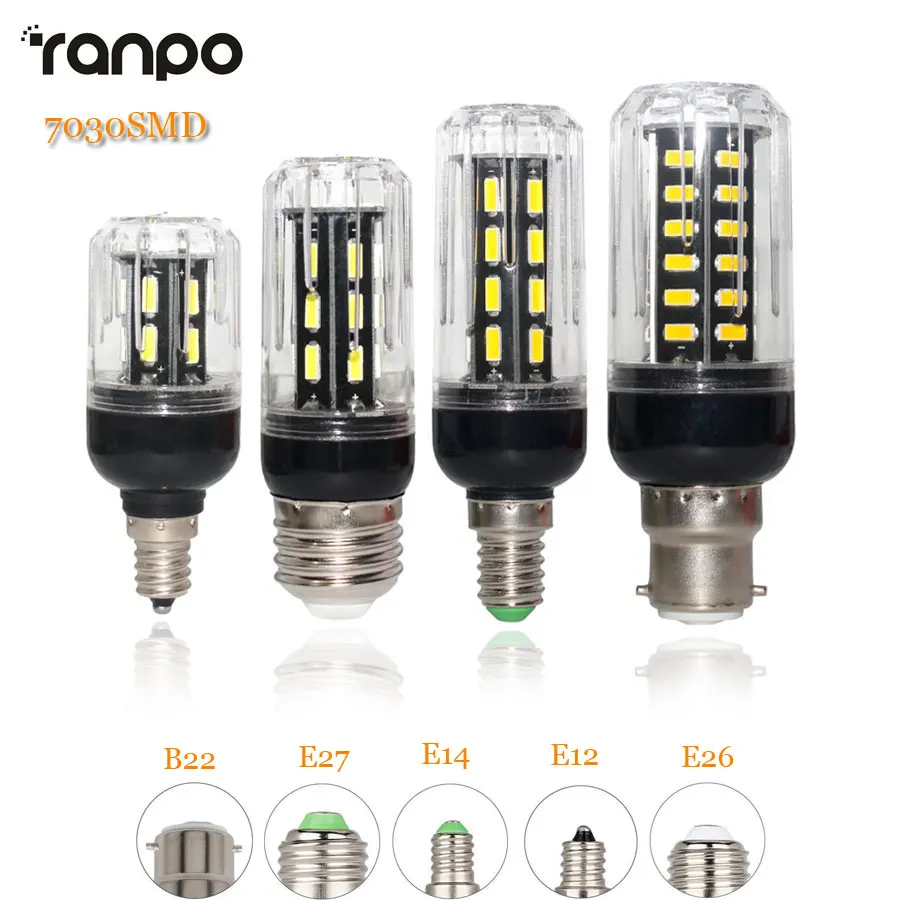 1Pcs 7030 SMD No Flicker LED Corn Bulb E27 E14 GU10 G9 B22 E26 E12 220V