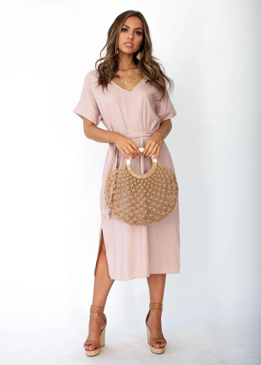 

2019New Womens Summer Casual Pocket Summer Ladies Short Sleeve Evening girl Party Midi Dress sexy belt dress