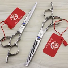 517#6," бренд фиолетовый дракон лучшие Парикмахерские ножницы Диаманте 440C парикмахерские ножницы для резки Thinning ножницы для волос