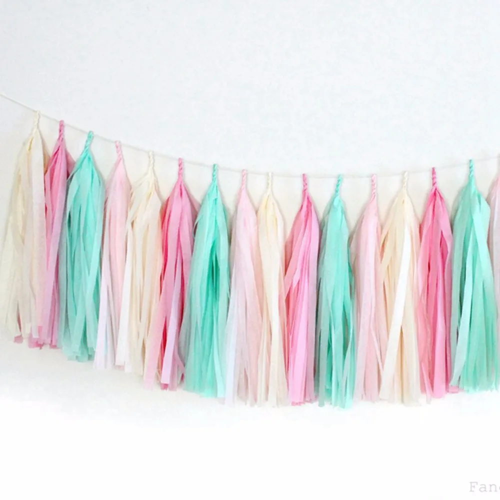YORIWOO 14inch 35cm 5pcs Rose Gold Tassel Tissue Paper Tassels Party Wall Hanging Decoration Wedding Garland Birthday Bunting