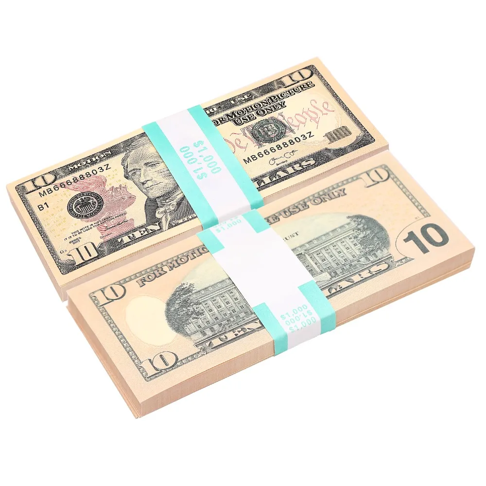 

FAKE MONEY FULL PRINT 10s Dollar bill New Style Paper Money Movie Money