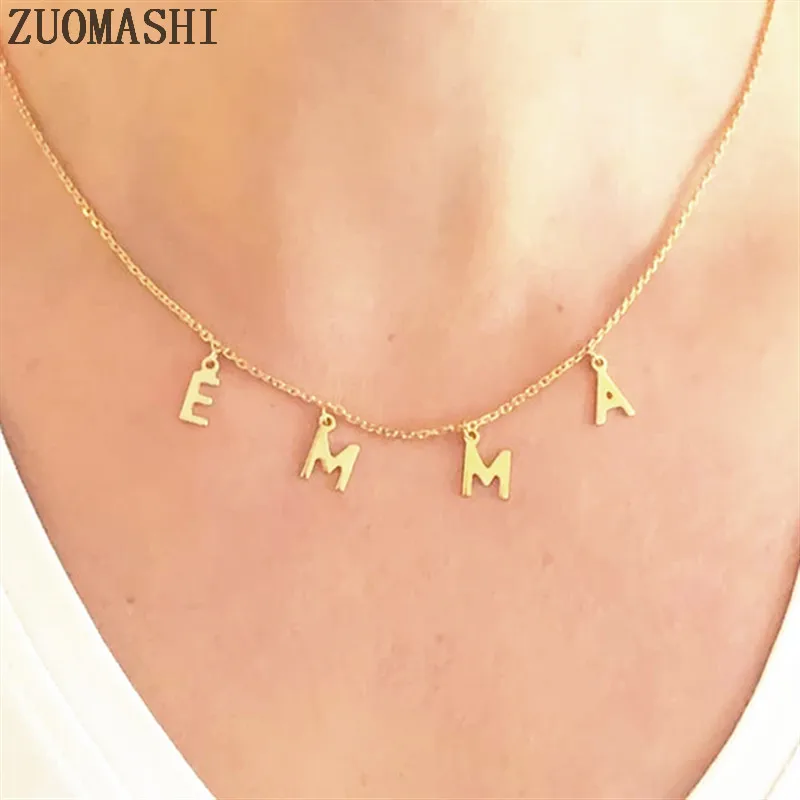 Dangled Name Necklace Personalized Initial Necklace Dangle Name Choker Custom Name Necklace Name Jewelry For Women - Image 3