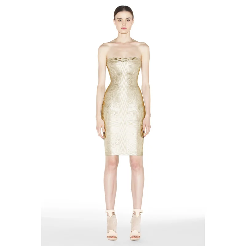 Hot!!! A short paragraph bandage dress Peoples focus SEXY the same Victoria Kardashian Megan Golden | Женская одежда