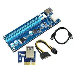 Новая горячая Распродажа USB3.0 pci-e Экспресс 1X к 16x Extender адаптер Riser Card SATA 6pin Мощность кабель qjy99