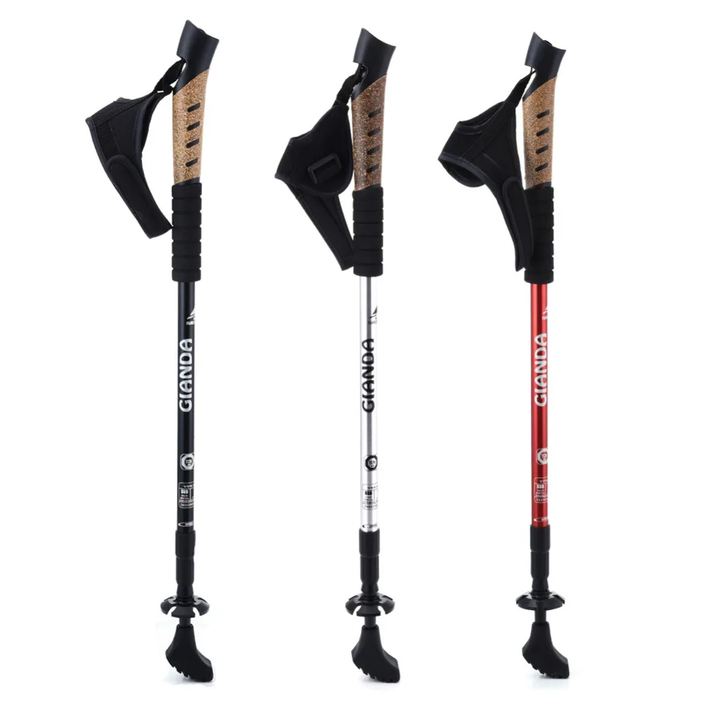 القسم تعديل ضد الصدمة الإرتحال المشي عصا 65 سنتيمتر-135 سنتيمتر سبائك الألومنيوم للطي قصب المشي والتزلج القطب