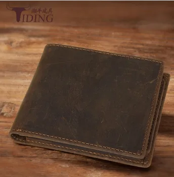 

Real Leather Wallet Men stardard Wallets 2018Brand Vintage Genuine Leather Cowhide Short Men's Wallet Purse With Coin Pocket