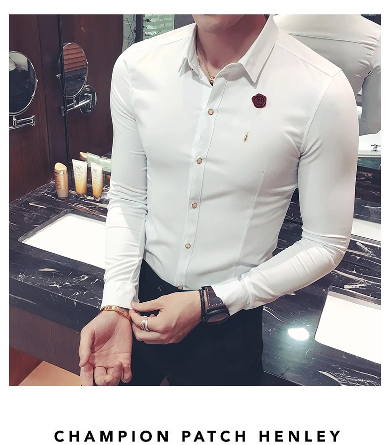 Мужская рубашка YC004* классическая роза брошь мужчина-метросексуал кофта с длинными рукавами парикмахера комбинезоны Корейская обтягивающая одежда для ночного клуба P40