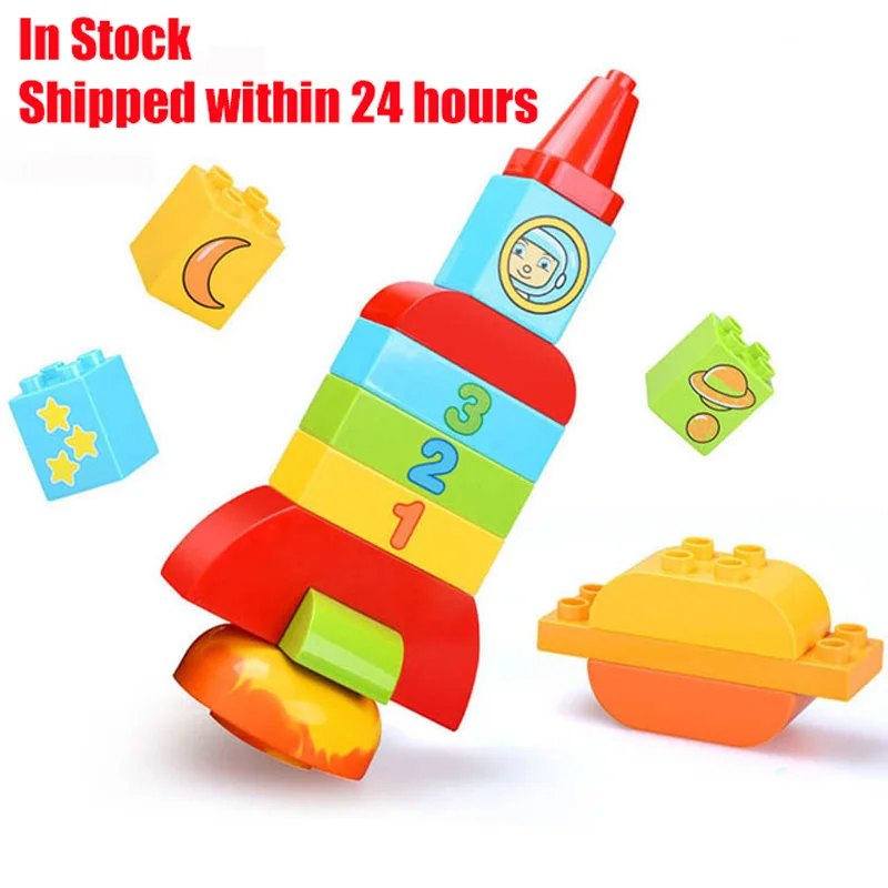 

GOROCK 18pcs Big Size Numbers Rocket Building Blocks Kids BABY Educational Large Bricks Toys Compatible Duploe Children's Gifts
