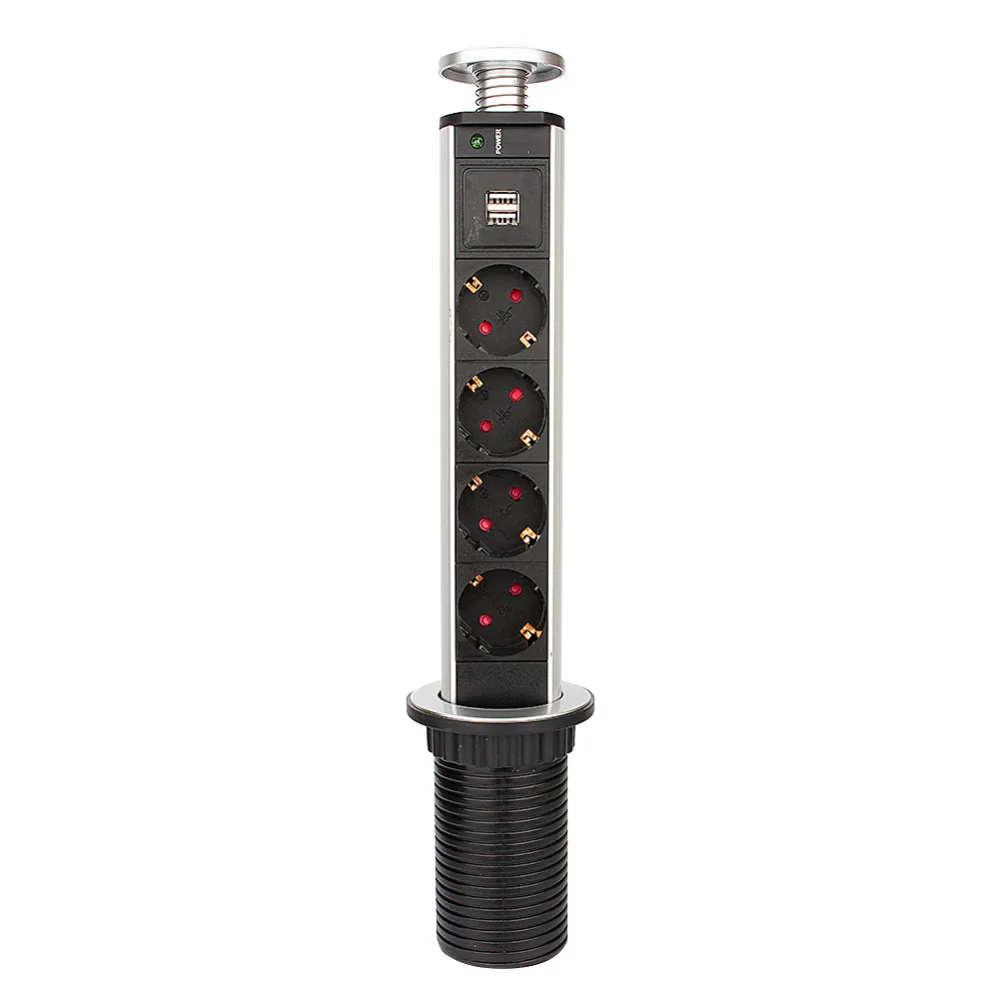 AC 220 V Dual USB Порты и разъёмы стенная электрическая розетка Зарядное устройство Док-станция подтянуть usb-розетки выдвижной Универсальный розетки ЕС Plug