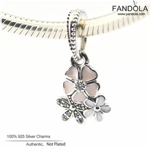 Стерлингового серебра 925 поэтического цветет цветок мотаться Шарм Бусины Подходит Пандора браслет Серебряный Шарм серебро 925 ювелирные изделия