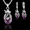 925 en argent Sterling fleur goutte d'eau ensembles de bijoux de mariage pour les femmes cubique Zircon pendentif collier boucles d'oreilles ensembles cadeau de fête ► Photo 2/6