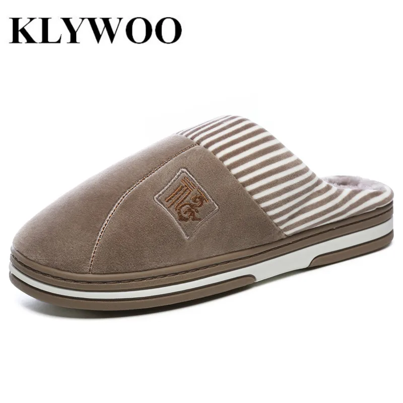 Acheter KLYWOO Grande Taille 45 46 Hommes Chaussures Hiver Chaussons Doux et Chaud Pantoufles Non glissement Maison Fourrure En Peluche Chaussures Pantoufles plancher Maison Chaussures Hommes