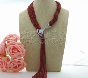 

N123003 19'' 8Strands Carnelian CZ Pendant Necklace