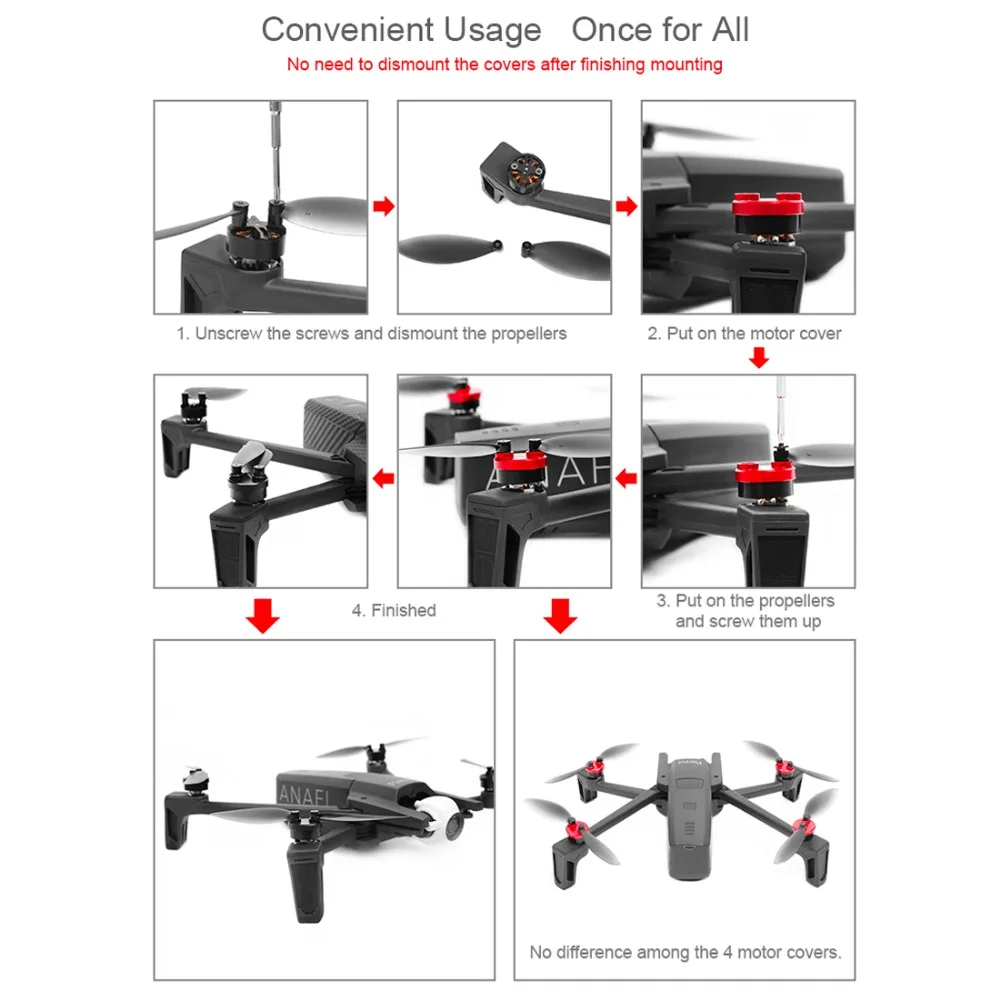 4Pcs-Aluminium-Alloy-Motor-Protection-Protective-Cover-Dustproof-and-Anti-knock-Cover-for-Parrot-ANAFI-Red (4)