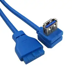 100 шт./лот один Порты и разъёмы USB 3.0 Женский прямо под углом 90 градусов Тип к материнской плате 20pin кабель 60 см, UPS