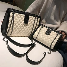 Стеганая сумка в комплекте для женщин кожаная сумка на цепочке дизайнерская роскошная женская сумка через плечо вместительная сумка от известного бренда