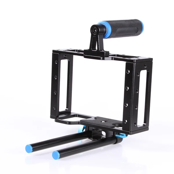 

Aluminum DSLR Camera Cage Kit Support for Canon 5D Mark II 7D 60D 15mm Rod Rig
