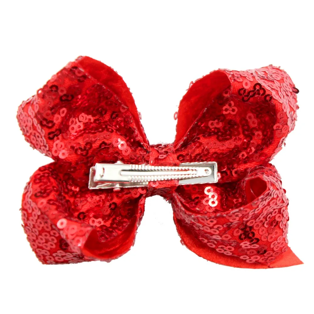15Pcs 6 Inches Big Bows For Baby Girls Bling Sparkly Sequins Bow Clips Boutique