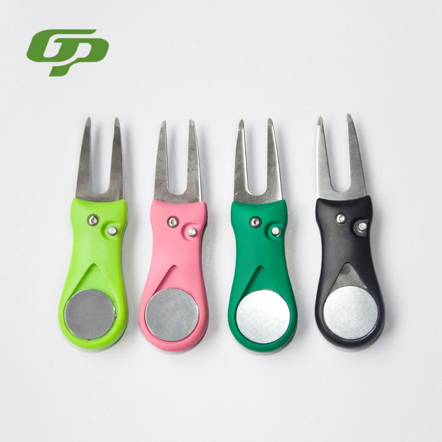 4PCS Golf Divot Tool Repair Switchblade Tool Pitch Groove Cleaner Golf Pitchfork Golf Accessories Putting Green Fork Drops