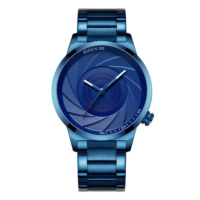 Бренд BIDEN, модные повседневные водонепроницаемые кварцевые часы из нержавеющей стали, мужские часы, серия фотографов, уникальные наручные часы с камерой - Цвет: blue