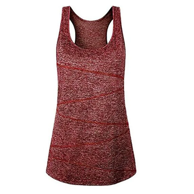 Спортивный Топ Футболка женская быстросохнущая рубашка для йоги для спортзала фитнеса однотонная безрукавная майка сорочка для бега, тренировок, йоги одежда для женщин - Цвет: Коричневый