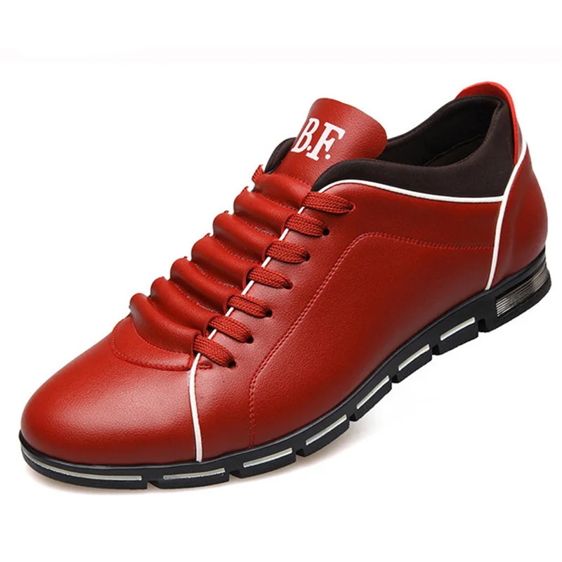 TOURSH/Большие размеры 38-48, мужская повседневная обувь, кожаная обувь для мужчин, мужские кроссовки на плоской подошве со шнуровкой для мужчин, Tenis Masculino Adulto Footwea - Цвет: Red