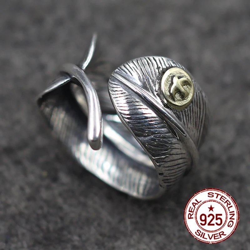S925 серебро пара Открытое кольцо Личность классический индийская мода в стиле ретро латунь птицы отправить lover's jewelry подарок
