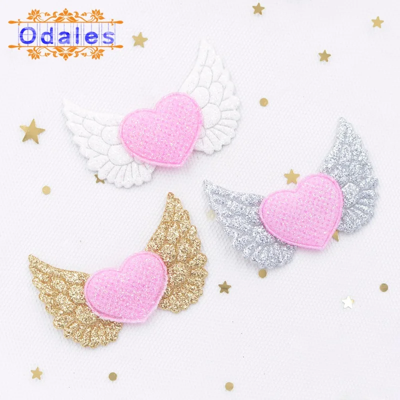 

16Pcs Glitter Powders Heart Angel Wing Appliques Colorful Cupid Wing Fairy Wing for DIY Clothes Hat Headwear Decor Patches