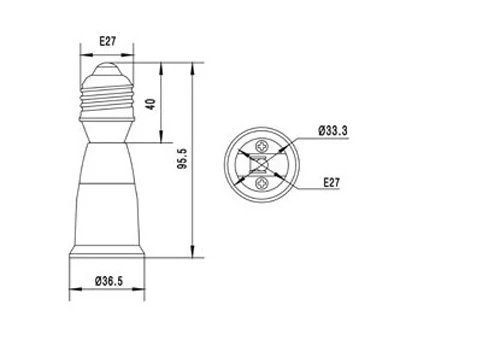 Spl-095-l8) 100 шт./лот E27 к e27l держатель лампы адаптер E27 к E27 Продлить адаптер конвертер огнезащитных PBT