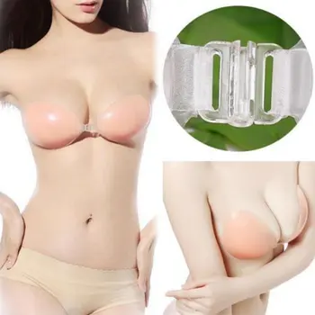 

Silicone Self-adhesive Stick On Gel Push Up Strapless Backless Invisible Sexy Adhesive Women Seamless Push Up Bra For Ladies
