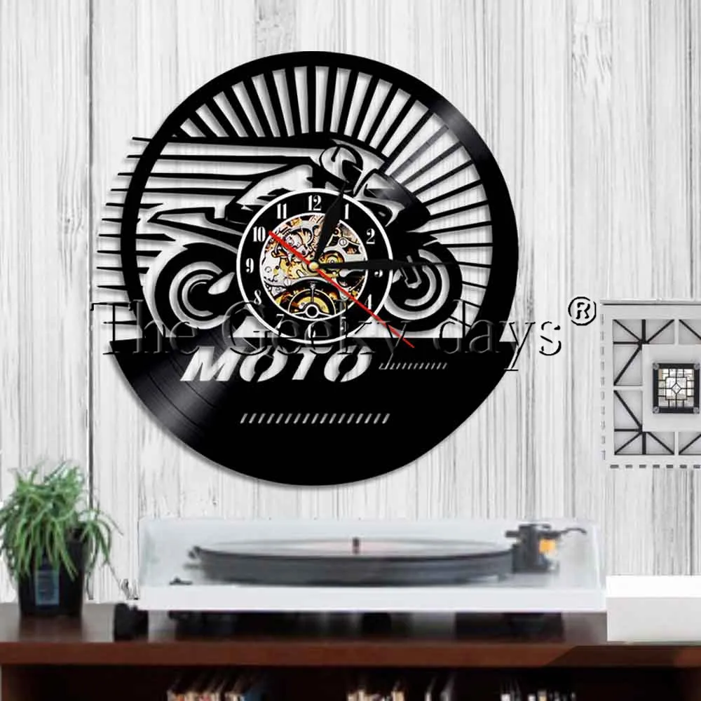 1 шт. Ретро стиль классический Moto Racing реклама светодиодный световой знак винтажный дизайн с подсветкой виниловая запись настенные часы
